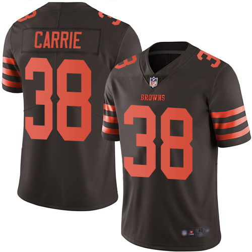 Cleveland Browns T J Carrie Men Brown Limited Jersey #38 NFL Football Rush Vapor Untouchable->cleveland browns->NFL Jersey